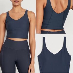 Old Navy Women’s Light Support PowerSoft Rib Longline Sports Bra 3X Blue